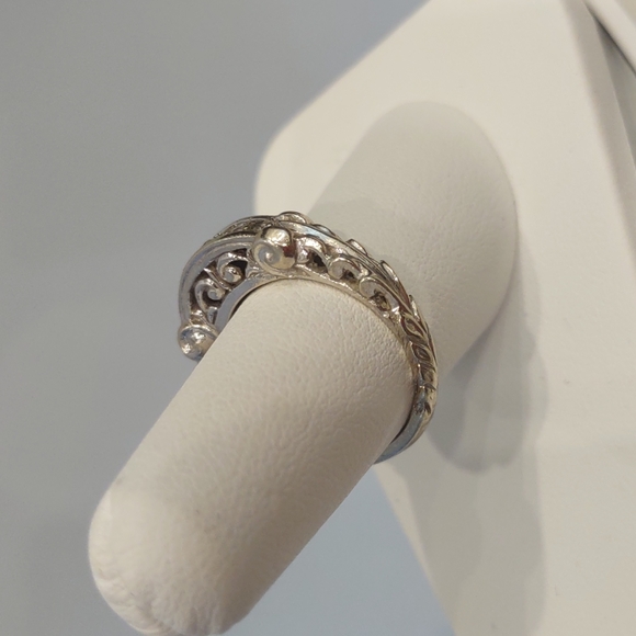 ๐14kt women's white gold 7 round diamonds scroll ring vintage 1999 Appraisal - Picture 4 of 10